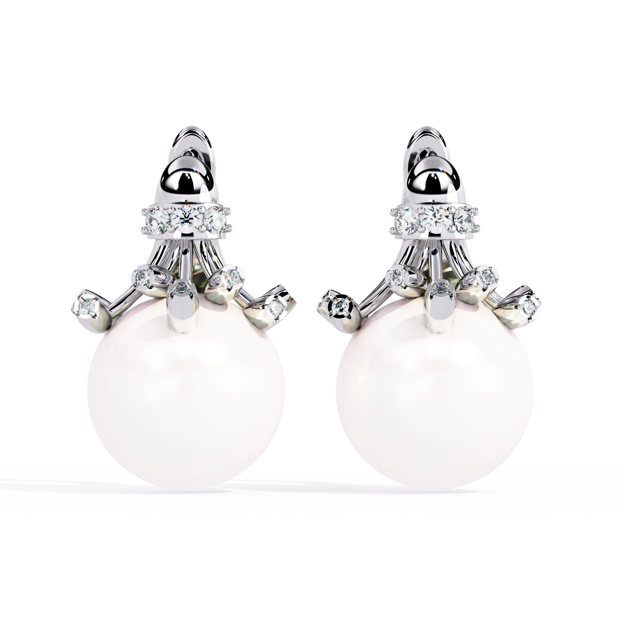 Buy Natural Diamond Claw Pearl Earrings | Solitairekart